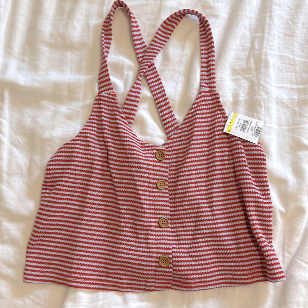 Lumiere Red/Blue stripped cropped tank